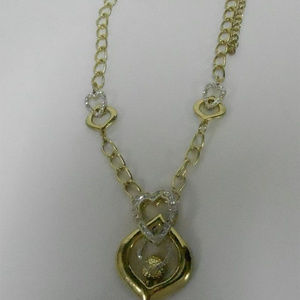 LIVE LAUGH LOVE CRYSTAL HEART NECKLACE EARRING SET